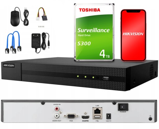 Hikvision 4K 16-канальный IP-рекордер, диск 4 ТБ