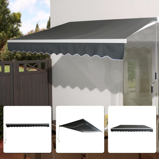 Маркиза для террасы Aufun Balcony с ручкой. 360x300 см, темно-серый