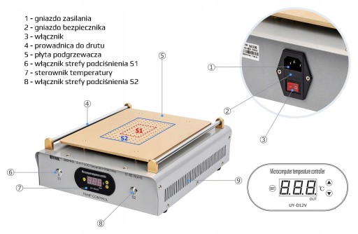 СЕПАРАТОР НАГРЕВАТЕЛЯ ЖК-дисплей UYUE 968PRO 600 Вт 14,5 ДЮЙМА