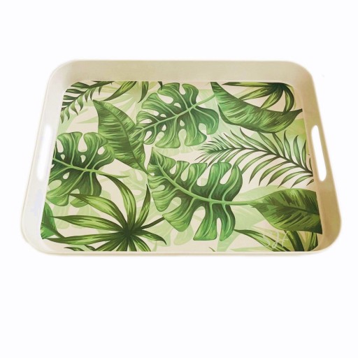 БОЛЬШОЙ ДЕКОРАТИВНЫЙ ПОДНОС БАМБУК 41x31см MONSTERA
