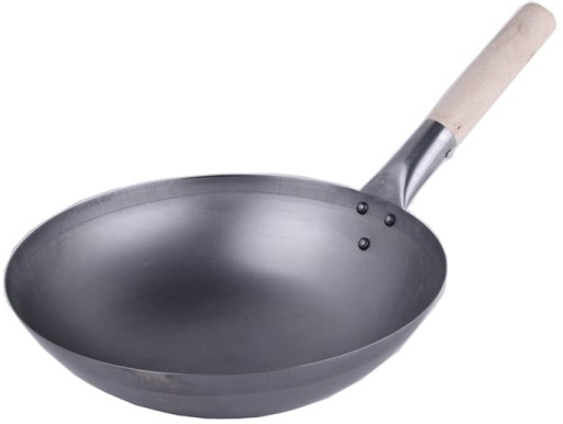 Chińska Duża Patelnia Wok Stal Węglowa OKRĄGŁE DNO Średnica 16 Cali 40cm EA