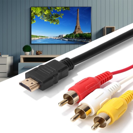 KABEL ADAPTER PRZEJŚCIÓWKA PRZEWÓD 3X RCA CINCH HDMI 2.0 AUDIO VIDEO 1,5M