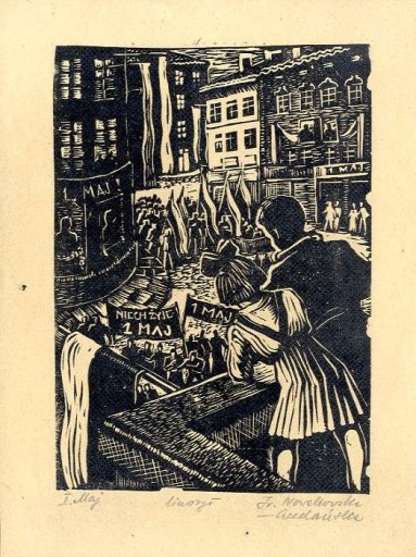 линогравюра Ирены Новаковской-Ацеданьской, 1 мая