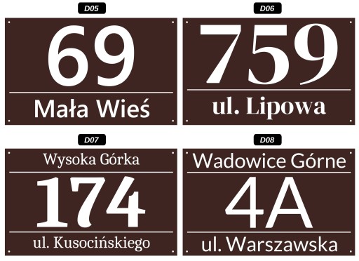 АДРЕСНАЯ ТАБЛИЧКА КОРИЧНЕВАЯ 25х40 см - УФ МЕТАЛЛ