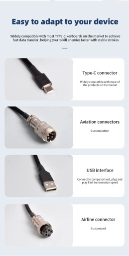 Цвет 1,8-3 м, тип C, механическая клавиатура, спиральный кабель, разъем USB-клавиатуры