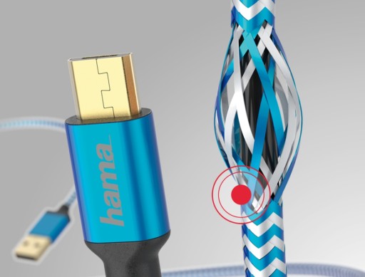 Hama USB - зарядный кабель microUSB 1,5м в оплетке 480 Мбит/с синий