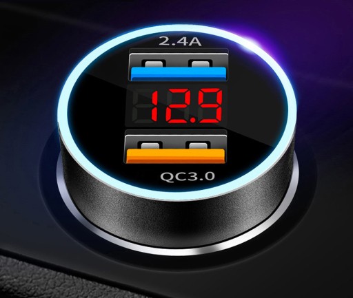 АВТОМОБИЛЬНОЕ ЗАРЯДНОЕ УСТРОЙСТВО 3.1A QC 3.0 ИЗМЕРИТЕЛЬ НАПРЯЖЕНИЯ