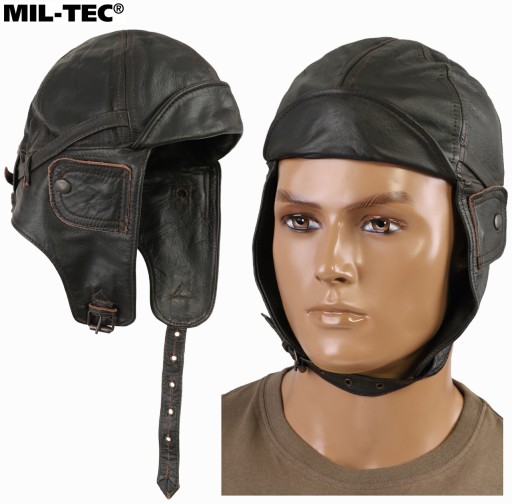 Мотоциклетная пилотская кепка MIL-TEC Коричневая кожаная M