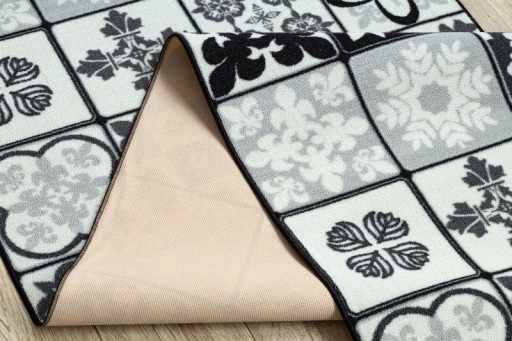 Нескользящая, прорезиненная плитка LISBOAN TILES серая/черная шириной 110 см