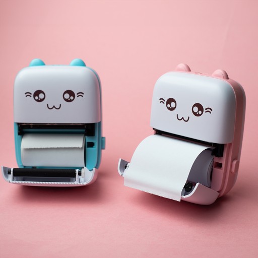 DRUKUŚ MINI KOTEK PINK Термопринтер BLUETOOTH + 5 терморулонов