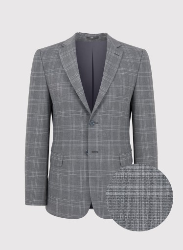 Szara marynarka męska garniturowa Slim Fit w kratę PAKO LORENTE 176/60