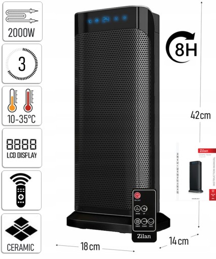 TERMOWENTYLATOR GRZEJNIK ELEKTRYCZNY 2000W +PILOT
