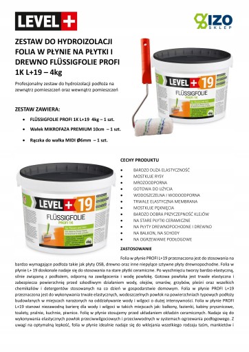 Folia w płynie 4kg Na Balkon Taras OSB L+19 + Wałek malarski