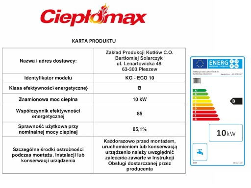 КОТЛ КОТЛЫ 10 КВТ ECOGROSZEK ПОДАЧА ПЛЕШЕВ 100м2