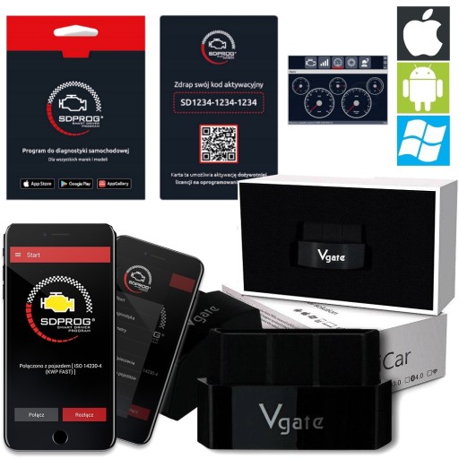 VGATE iCAR3 WiFi OBD2 ИНТЕРФЕЙС ELM327 SDPROG ПОЛЬСКАЯ ДИАГНОСТИЧЕСКАЯ ПРОГРАММА