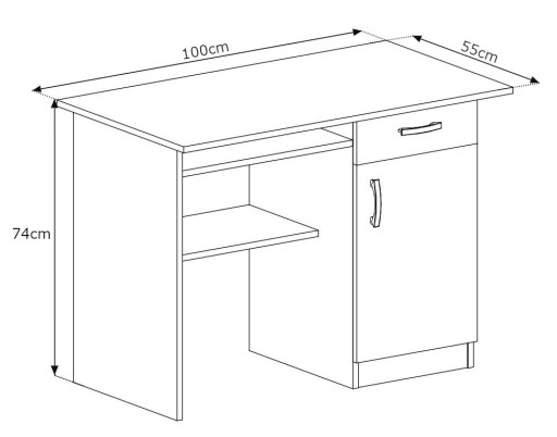 Biurko komputerowe 100 cm z półką dąb sonoma 1-AB