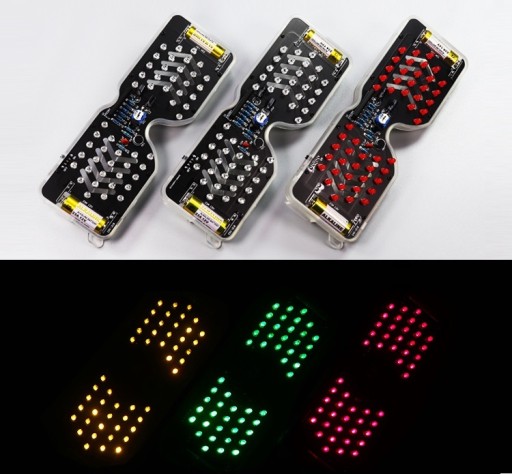 Świecące OKULARY LED aktywne na dźwięk RED DIY KIT