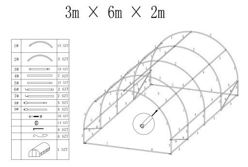 Садовый туннель из фольги 3x6 м, садовая теплица, большая зеленая сплошная 18 м2