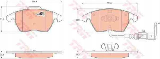 Колодки передние дисковые тормозные trw VW POLO V 5 6R 288 мм