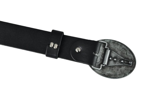 PASEK DO SPODNI SKÓRZANY 4CM CZARNY KLAMRA KOŃ 110