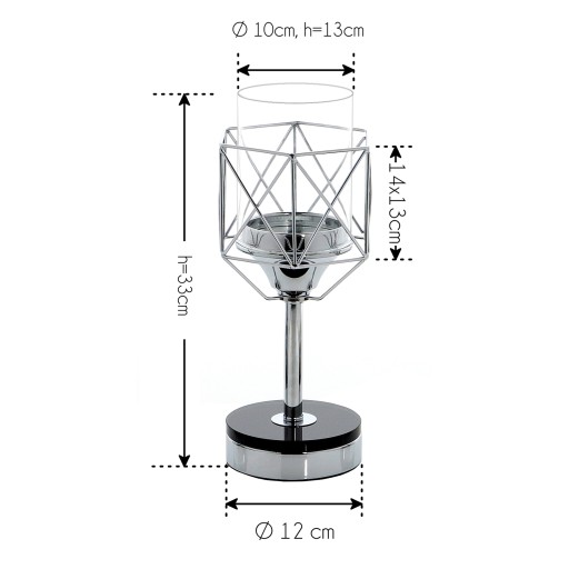 Подсвечник Glamour Lantern Chrome Silver кристалл