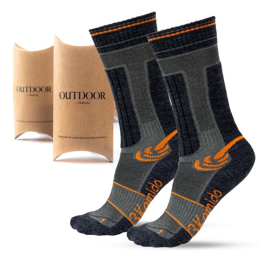 Skarpetki dziecięce 3Kamido OUTDOOR wełna merino szaro - pomarańczowe 23-26