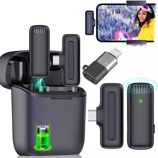 БЕСПРОВОДНОЙ МИКРОФОН ДЛЯ IPHONE 15 ANDROID USB C LIGHTNING CASE