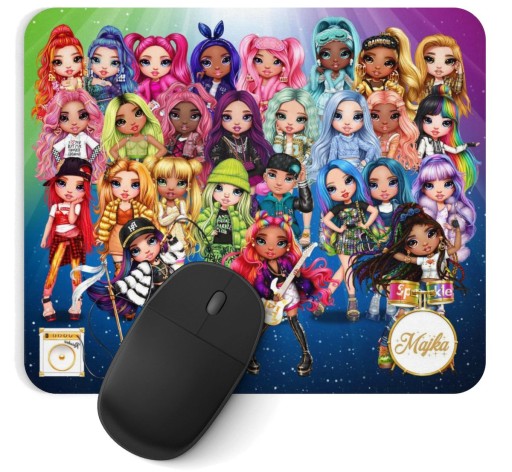 Podkładka pod mysz RAINBOW HIGH personalizowana z dowolnym napisem 22x18 cm