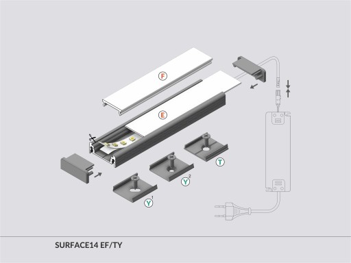 SURFACE14 Анодированный алюминиевый профиль для светодиодных лент