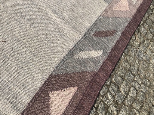 RĘCZNY DYWAN KILIM ART DECO Z WEŁNY 205x140 cm