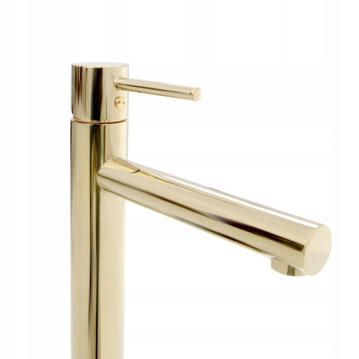 Высокий смеситель для умывальника TESS LIGHT GOLD Золото.