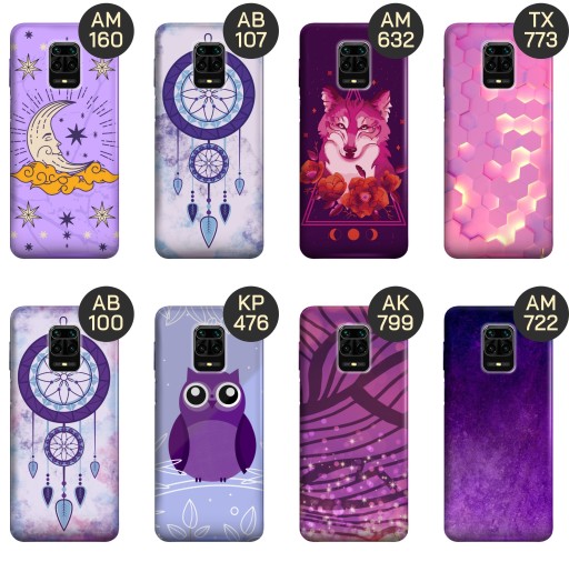 ETUI DO XIAOMI REDMI NOTE 9 PRO WZORY FIOLETOWE FIOLET KSZTAŁTY OBUDOWA