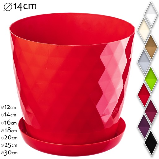 DONICZKA PLASTIKOWA Z PODSTAWKĄ DONICA OSŁONKA KWIATY 14cm CZERWONA KADAX