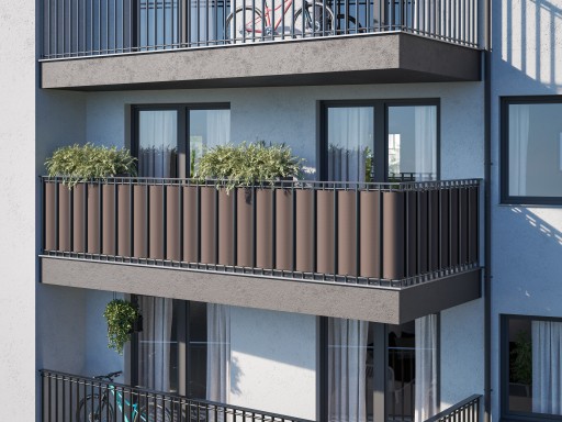 OSŁONA BALKONOWA NA BALKON 0,6X7M MATA BRĄZOWA NA TARAS UV 99% + GRATIS PL
