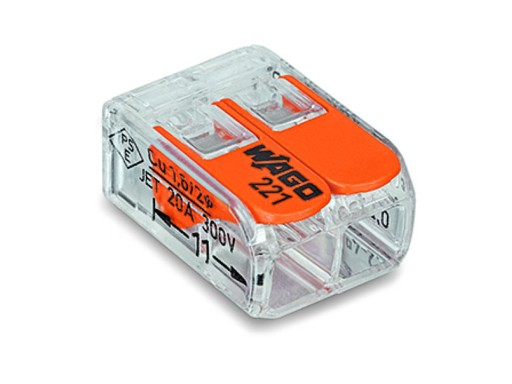 БЫСТРОСОЕДИНИТЕЛЬ WAGO С КАБЕЛЕМ 2x4 221-412 100 шт.