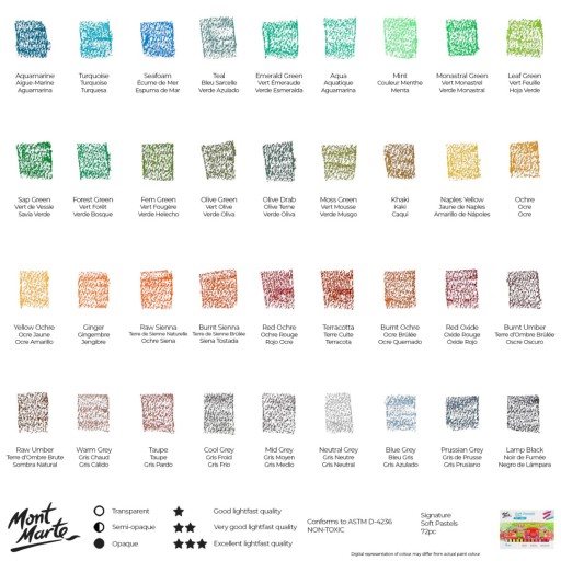 Mont Marte 72 Paste Soft Pastel Sett