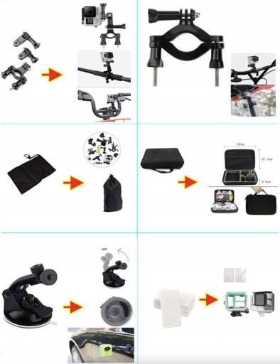 Zestaw XL Akcesoria do Kamer Sportowych GoPro 12 11 DJI Osmo Action 3 2 1