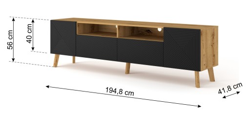 LUXI Тумба под ТВ 195 см дуб ремесленный/черный матовый