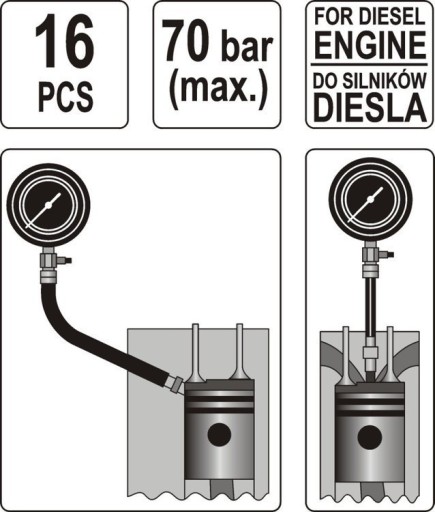 YATO YT-7307 DIESEL Измеритель давления сжатия
