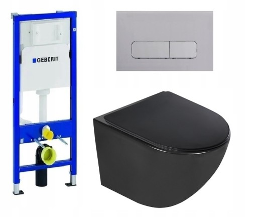 УНИТАЗНЫЙ КОМПЛЕКТ GEBERIT BASIC FRAME KERRA DELOS SLIM МАТОВЫЙ ЧЕРНЫЙ ЧАША
