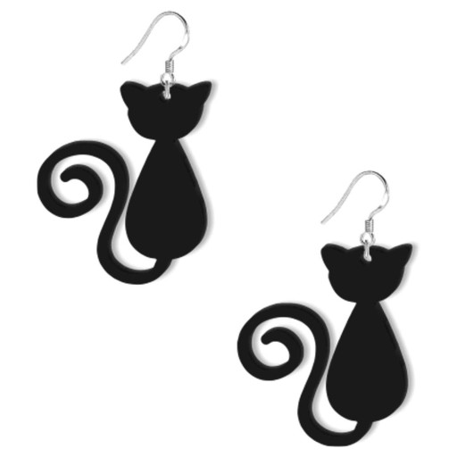 серьги CATS KITTENS черный акрил HALLOWEEN хвостики