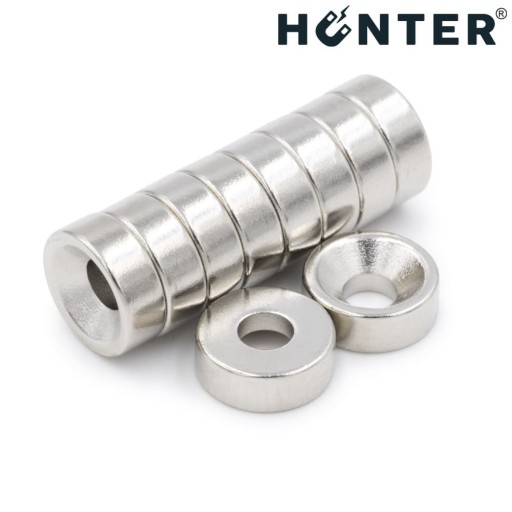 MAGNES NEODYMOWY Z OTWOREM pod wkręt 8x3 mm okrągły, walcowy, HUNTER 10 SZT