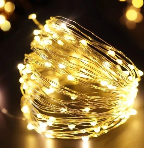 LAMPKI CHOINKOWE ŁEZKI 100 LED CIEPŁA BIEL 10 M
