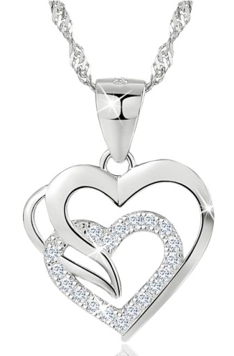 СЕРЕБРЯНОЕ ОЖЕРЕЛЬЕ С СЕРДЦЕМ, СЕРЕБРО 925 ПРОБЫ