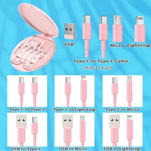 Набор USB-адаптеров, 6 типов кабелей С ЧЕХОЛОМ, черный