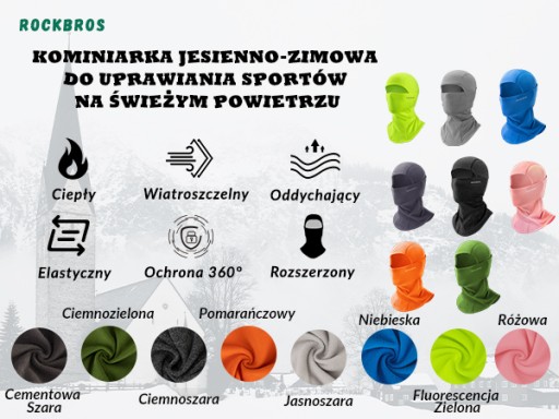 ROCKBROS Kominiarka Jesienno-Zimowa Ciepła na Twarz Czarna LF7345BK