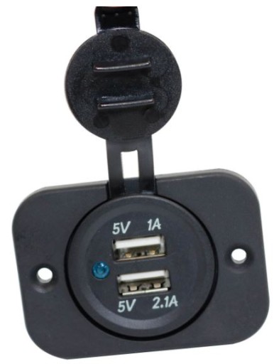 РОЗЕТКА с 2-мя USB-портами 5В,1А+2,1А С ЛАМПОЙ 60х42 ММ Двойная для зарядки