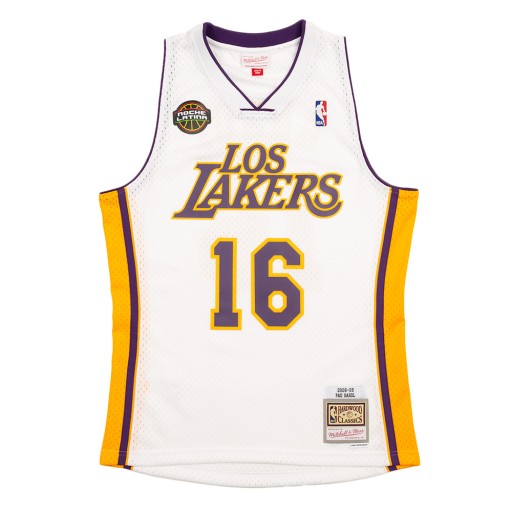 ФУТБОЛКА НБА MITCHELL&NESS БЕЛАЯ ДЖЕРСИ ЛОС ЛЕЙКЕРС 2008 ПАУ ГАЗОЛЬ L