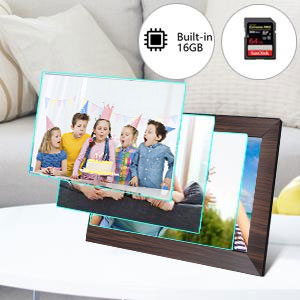 10,1-дюймовая цифровая рамка WiFi 16G 1280x800 под дерево