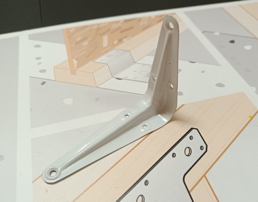 UCHWYT WSPORNIK KĄTOWNIK PODPÓRKA POD PÓŁKĘ PÓŁKI BIAŁY METALOWY 100x75 MM